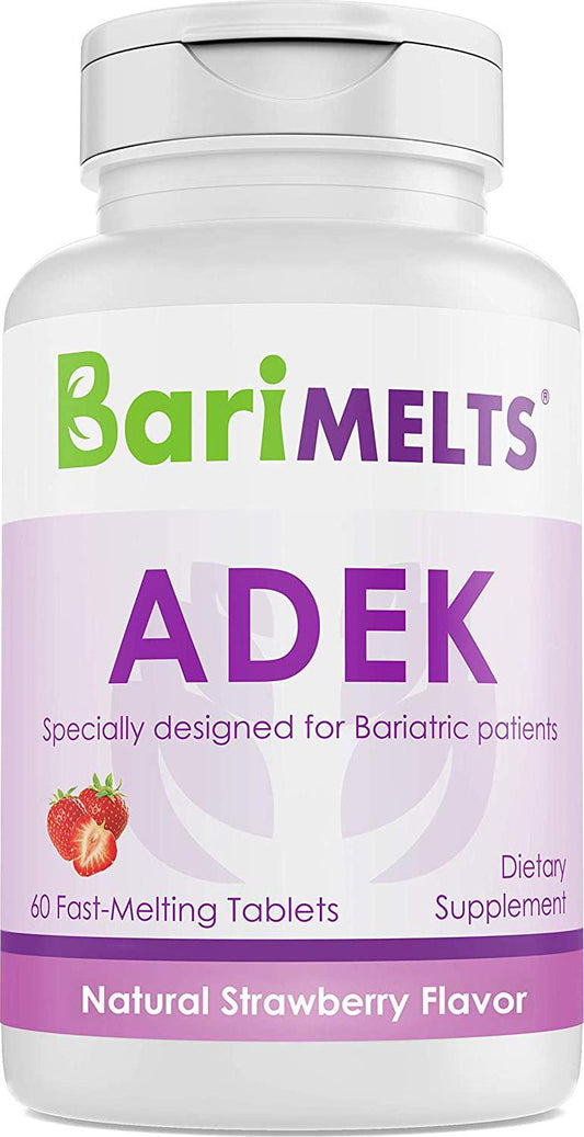 BariMelts ADEK, Dissolvable Bariatric Vitamins, Natural Strawberry Flavor, 60 Fast Melting Tablets