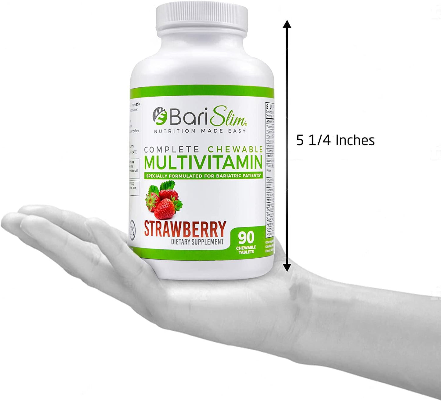 BariSlim Complete Chewable Bariatric Multivitamin - 45 mg of Iron - Chewable Bariatric Vitamin and Supplement for Post Bariatric Surgery Including Gastric Bypass and Gastric Sleeve - Strawberry