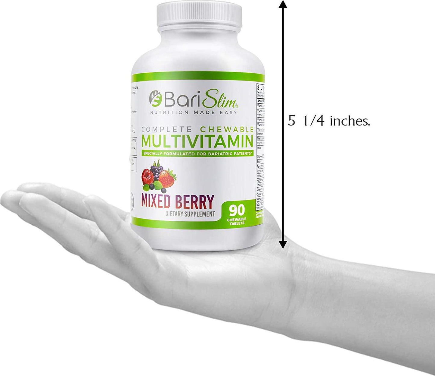 BariSlim Complete Chewable Bariatric Multivitamin - 45 mg of Iron - Chewable Bariatric Vitamin and Supplement for Post Bariatric Surgery Including Gastric Bypass and Gastric Sleeve - Mixed Berry