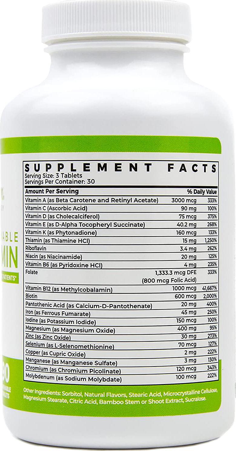 BariSlim Complete Chewable Bariatric Multivitamin - 45 mg of Iron - Chewable Bariatric Vitamin and Supplement for Post Bariatric Surgery Including Gastric Bypass and Gastric Sleeve - Mixed Berry