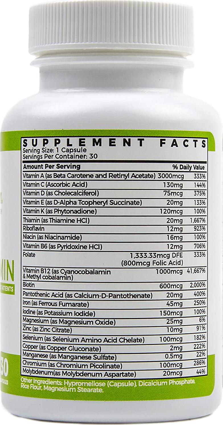 BariSlim Once Daily Bariatric Multivitamin Capsule - 45 mg of Iron - Bariatric Vitamin and Supplement for Post Bariatric Surgery Including Gastric Bypass and Gastric Sleeve - 1 Month Supply - 30 Count