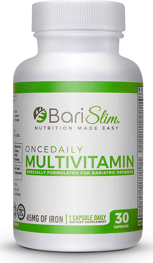 BariSlim Once Daily Bariatric Multivitamin Capsule - 45 mg of Iron - Bariatric Vitamin and Supplement for Post Bariatric Surgery Including Gastric Bypass and Gastric Sleeve - 1 Month Supply - 30 Count