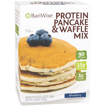 BariWise Protein Pancake and Waffle Mix, Blueberry - 6g Net Carbs, .5g Fat, 90 Calories, 0g Sugar (7ct)