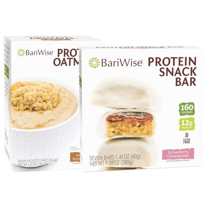 BariWise Strawberry Cheesecake Protein Snack Bar and Maple and Brown Sugar Protein Oatmeal Bundle