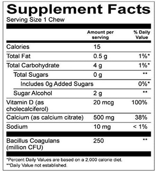 BariatricPal Sugar-Free Calcium Citrate Soft Chews 500mg with Probiotics - Strawberry Twist (90 Count)