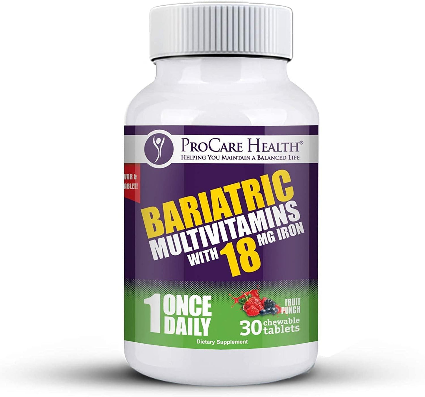 Bariatric Complete Chewable Multi-Vitamin Once Daily - Designed for RNY, Sleeve, Bypass and Switch Surgery Patients (30 Count)