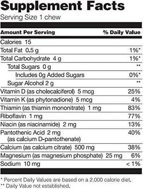 Bariatric Fusion 500mg Calcium Citrate and Energy Soft Chew Vanilla Crème Flavor for Bariatric Surgery Patients Including Gastric Bypass and Sleeve Gastrectomy, 60 Count, Sugar Free, Made in The USA