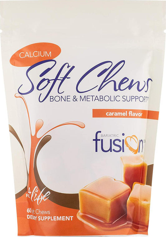Bariatric Fusion 500mg Calcium Citrate and Energy Soft Chew Caramel Flavor for Bariatric Surgery Patients Including Gastric Bypass and Sleeve Gastrectomy, 60 Count, Sugar Free, Made in The USA