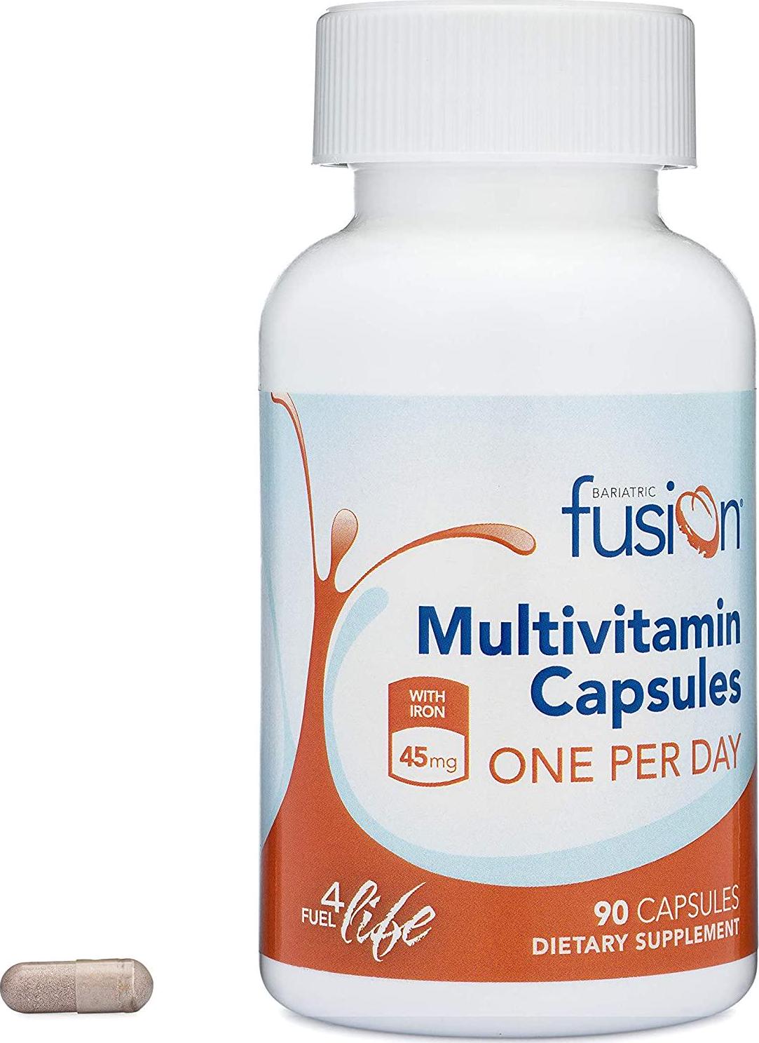 Bariatric Fusion Bariatric Multivitamin ONE per Day Capsule with 45mg of Iron for Post Bariatric Surgery Patients Including Gastric Bypass and Sleeve Gastrectomy, 90 Count, 3 Month Supply