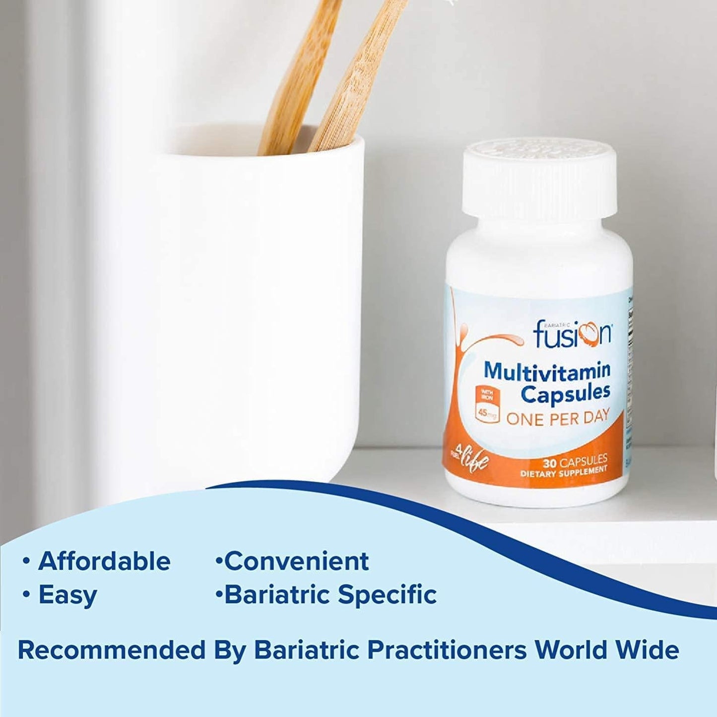 Bariatric Fusion Bariatric Multivitamin ONE per Day Capsule with 45mg of Iron for Post Bariatric Surgery Patients Including Gastric Bypass and Sleeve Gastrectomy, 360 Count, 12 Month Supply