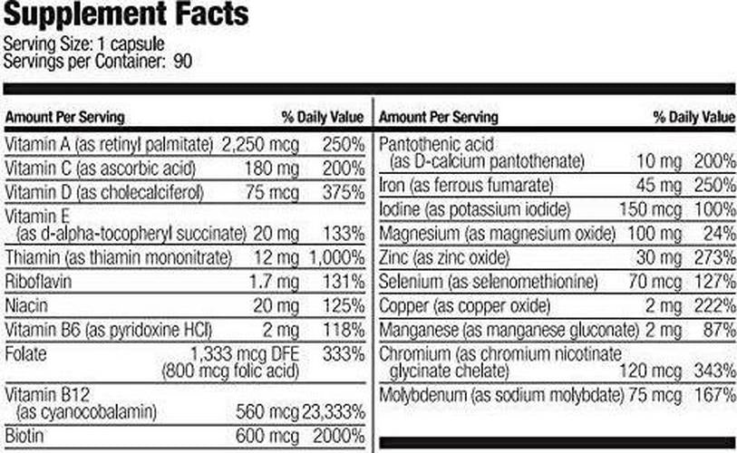 Bariatric Fusion Bariatric Multivitamin ONE per Day Capsule with 45mg of Iron for Post Bariatric Surgery Patients Including Gastric Bypass and Sleeve Gastrectomy, 90 Count, 3 Month Supply