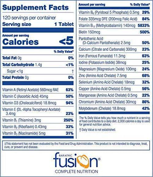 Bariatric Fusion Complete Chewable Multivitamin and Mineral Supplement Wild Cherry 120 Tablets for Gastric Bypass and Sleeve Gastrectomy