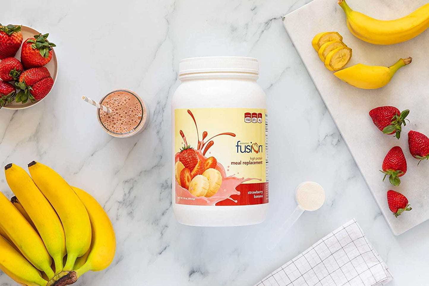 Bariatric Fusion Meal Replacement Protein 21 Serving Tub Strawberry Banana for Bariatric Surgery Patients Including Gastric Bypass and Sleeve Gastrectomy