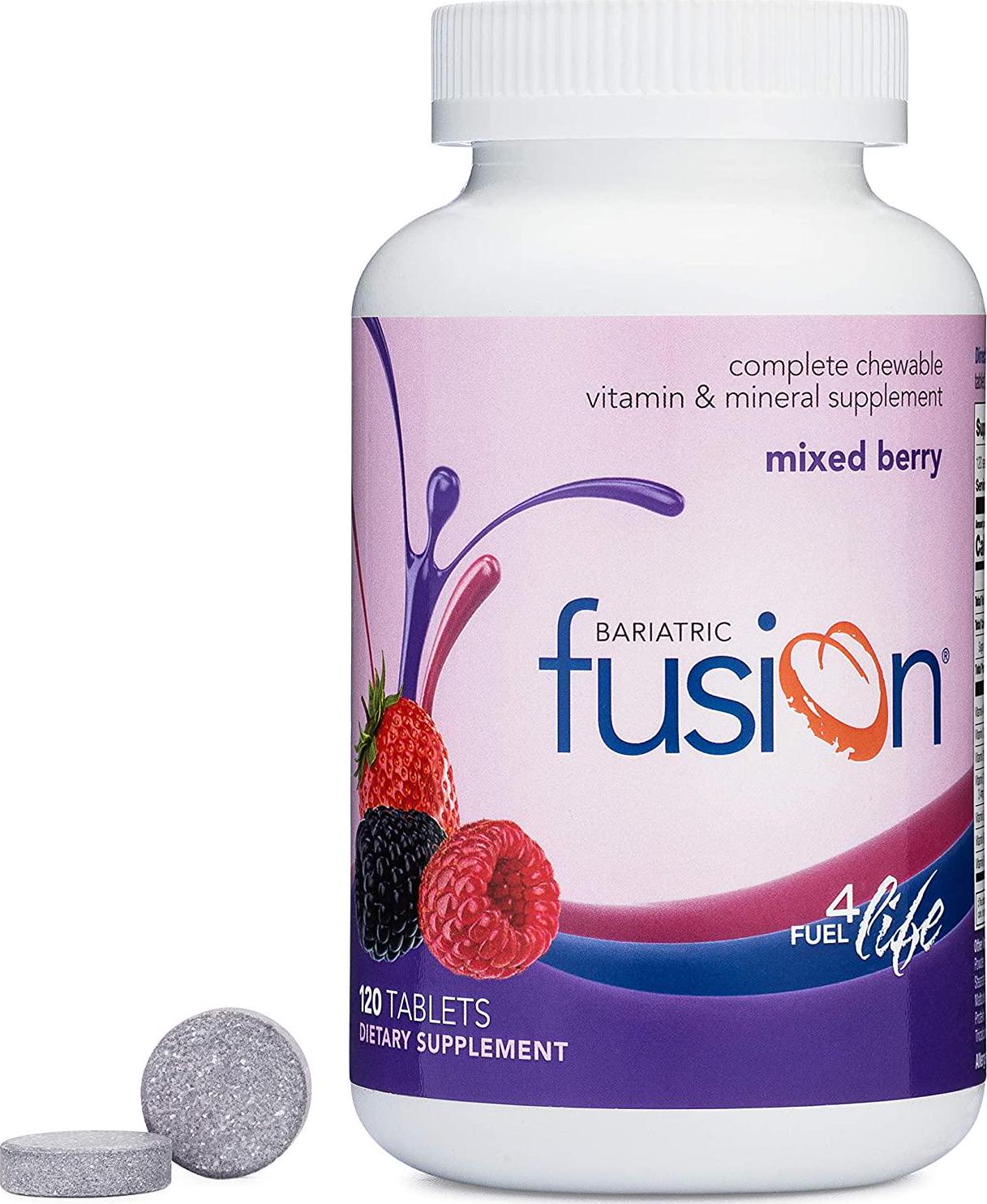 Bariatric Fusion Mixed Berry Complete Chewable Bariatric Multivitamin For Bariatric Surgery Patients Including Gastric Bypass and Sleeve Gastrectomy, 120 Tablets