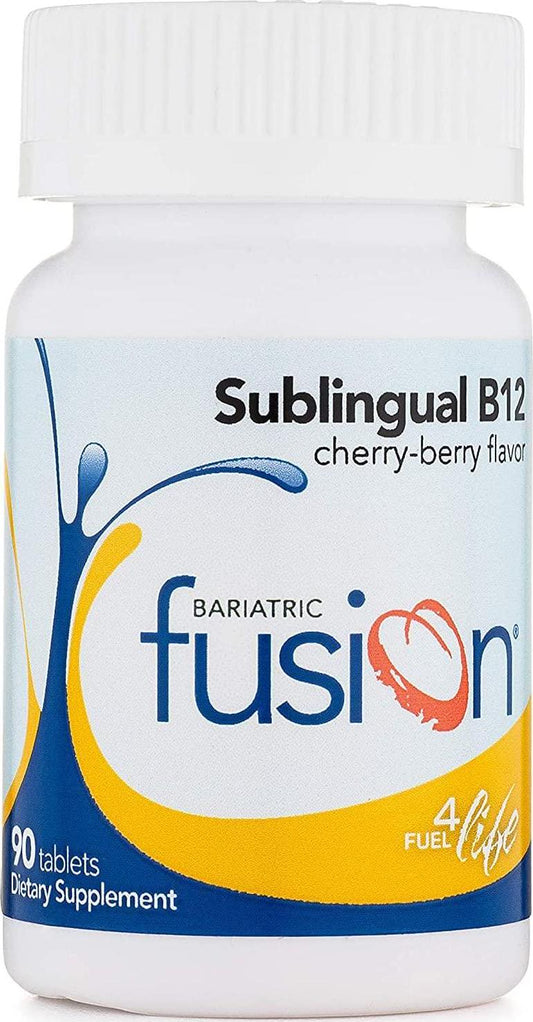 Bariatric Fusion Vitamin B12 Sublingual 1000mcg Tablets, for Bariatric Patients, Cherry Berry Flavored, Quick Dissolving and Melts On Your Tongue - 90 Count