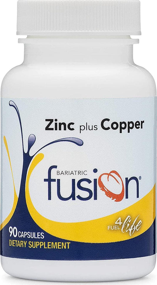 Bariatric Fusion Zinc Plus Copper for Bariatric Surgery Patients Including Gastric Bypass and Sleeve Gastrectomy, 90 Count, Easy to Swallow Capsule