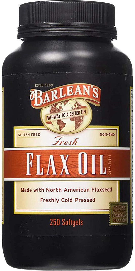 Barlean's Fresh Flaxseed Oil Softgels from Cold Pressed Flax Seeds - 1650mg ALA Omega 3 Fatty Acids for Improving Heart Health - Non GMO, Gluten Free - 250 Softgels