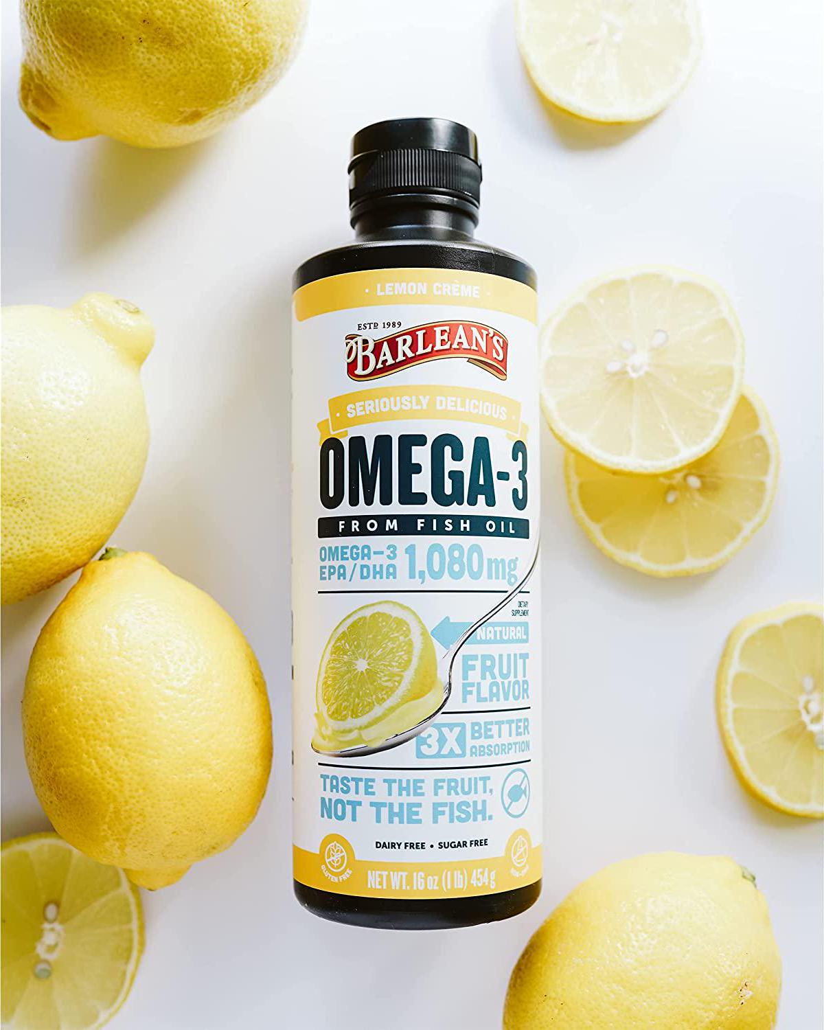 Barlean's Omega Swirl Fish Oil Lemon Zest, 16-Ounce Bottle-Packing May Vary