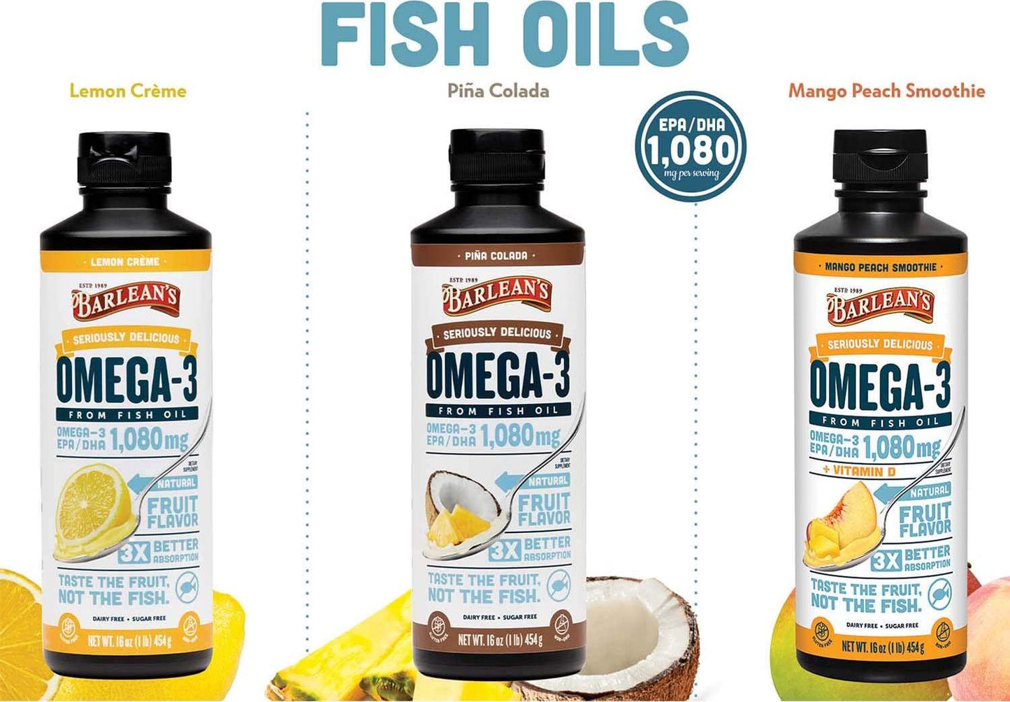 Barlean's Omega Swirl Fish Oil Lemon Zest, 16-Ounce Bottle-Packing May Vary