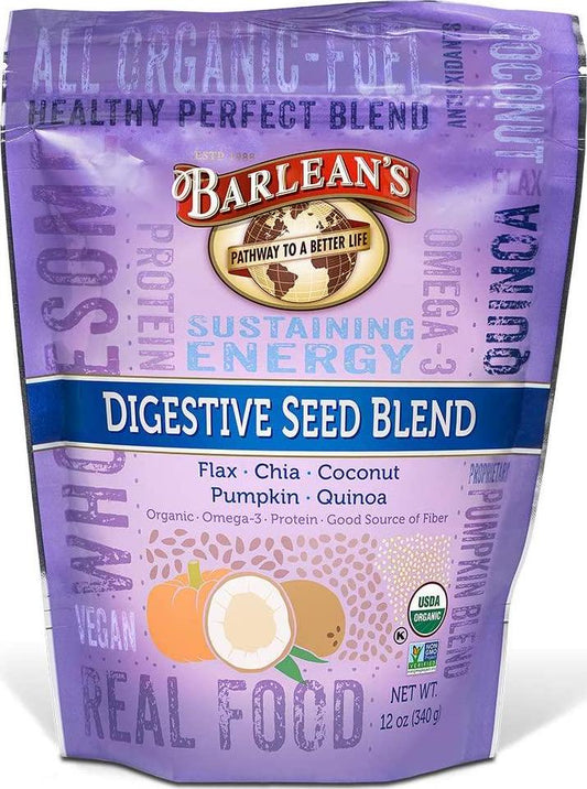 Barlean's Organic Digestive Seed Blend with Omega-3 Fatty Acid (ALA), Dietary Fiber, Antioxidants, and Amino Acids - Vegan, USDA Organic, Non-GMO, Gluten-Free - 12-Ounce