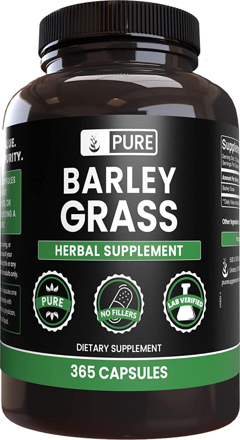 Barley Grass (365 Capsules) 100% Pure and Natural, Potent, Paleo and Keto-Friendly, Non-GMO, Made in USA (600 mg Serving)