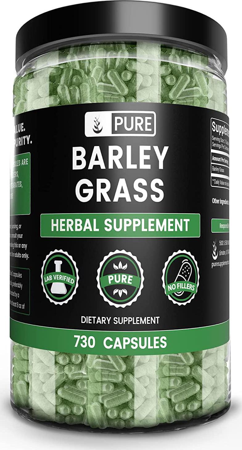 Barley Grass, 730 Capsules, 300mg Serving, Pure and Non-GMO, Paleo and Keto, Source of Vitamins and Minerals, Lab-Tested, No Stearates or Filler, Made in USA, Lab-Tested