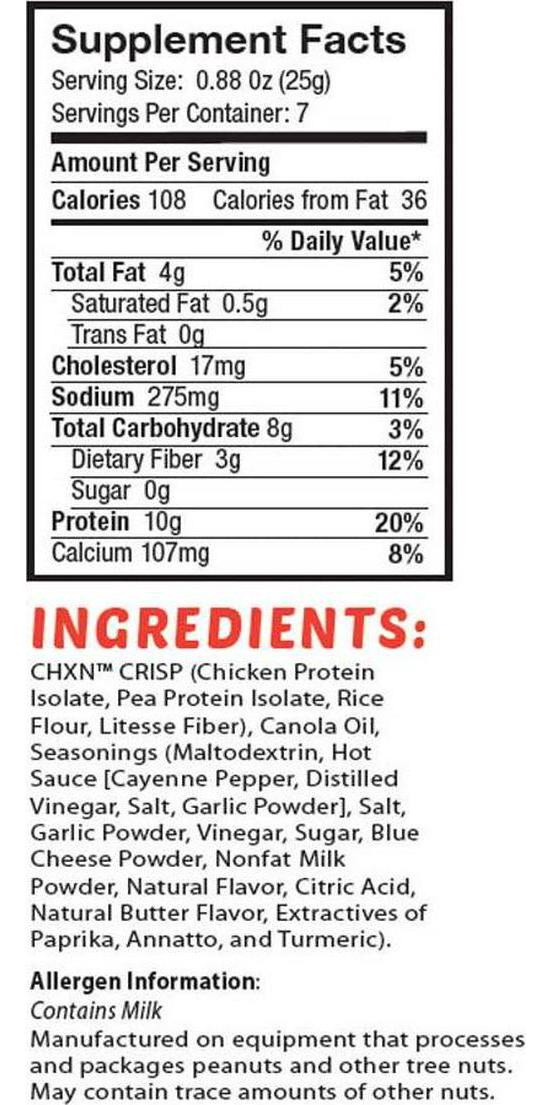 Barn Dad Nutrition CHXNSNX Crispy Protein Bites -Buffalo Wing Blue Cheese with 7 Serving 70 Grams of Protein Per Bag, 6.16 Oz