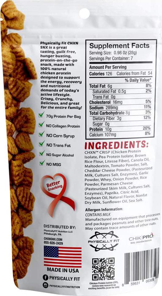 Barn Dad Nutrition, Crispy Protein Bites Pizza Flavor 7 Servings 70 Grams of Protein Per Bag, 6.9 Ounce