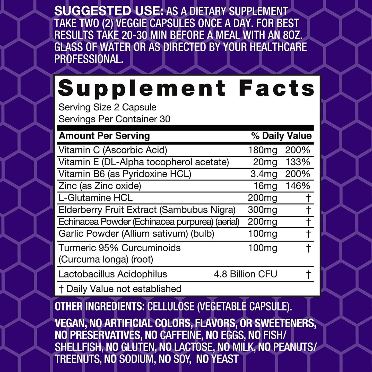 Basic Brands Elderberry Defend Immune Support, Daily Supplement with Vitamins C, E, B6, Zinc, Echinacea Powder, Gluten Free, 60 Count (Pack of 1)