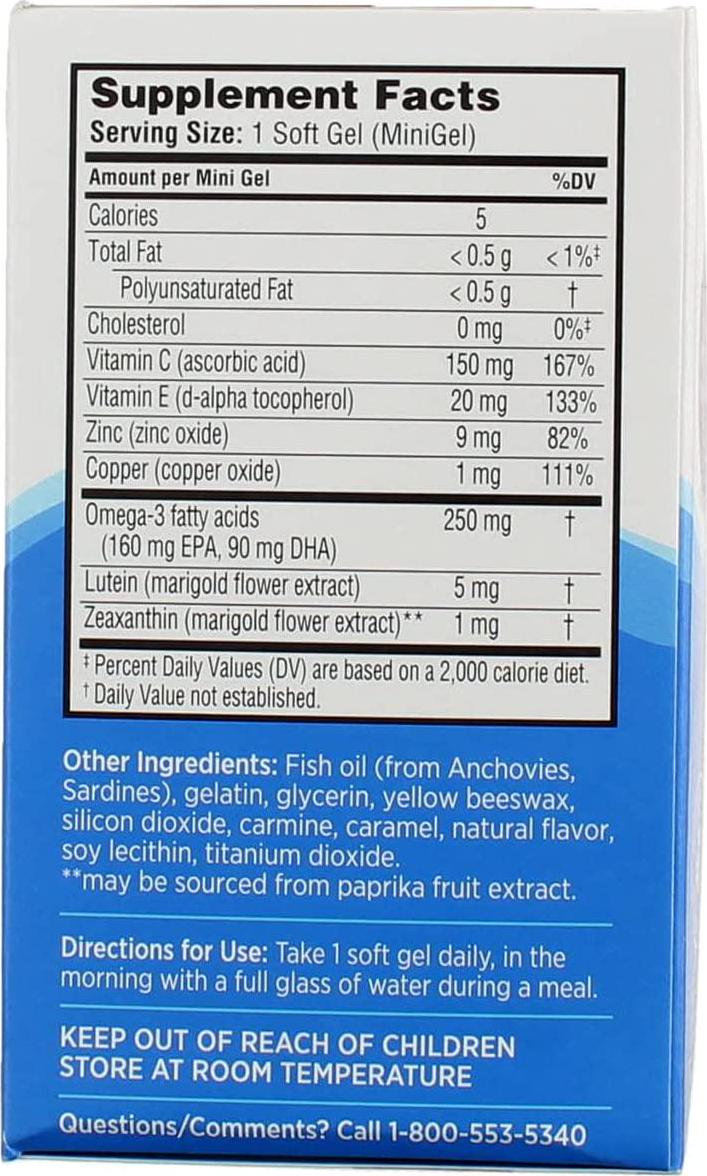 Bausch + Lomb Ocuvite Adult 50+ Eye Vitamin and Mineral Supplement Softgels 90 ea (Pack of 2)