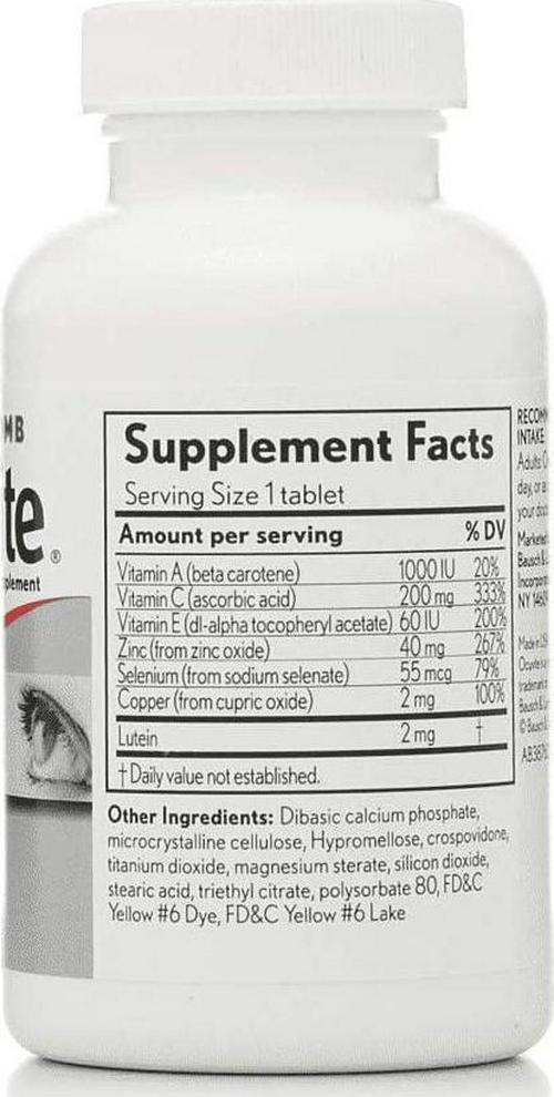 Bausch + Lomb Ocuvite Eye Vitamin and Mineral Supplement with Lutein 120 Tablets 2 Pack