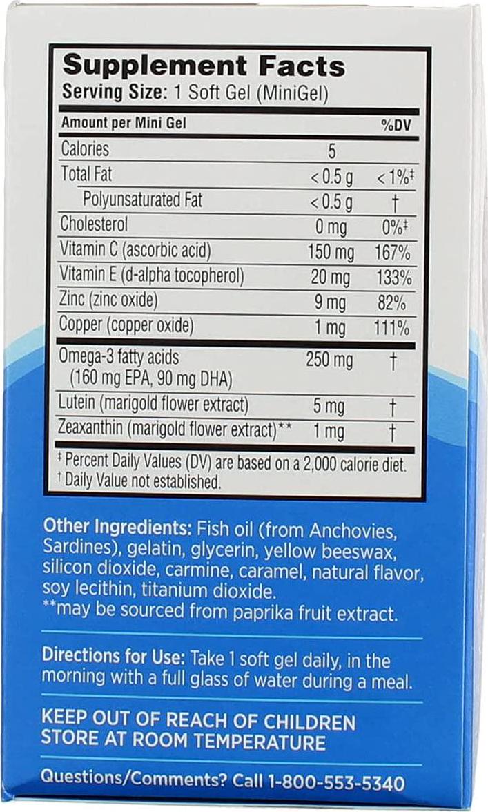 Bausch + Lomb Ocuvite Adult 50+ Eye Vitamin and Mineral Supplement Softgels 90 ea (Pack of 2)