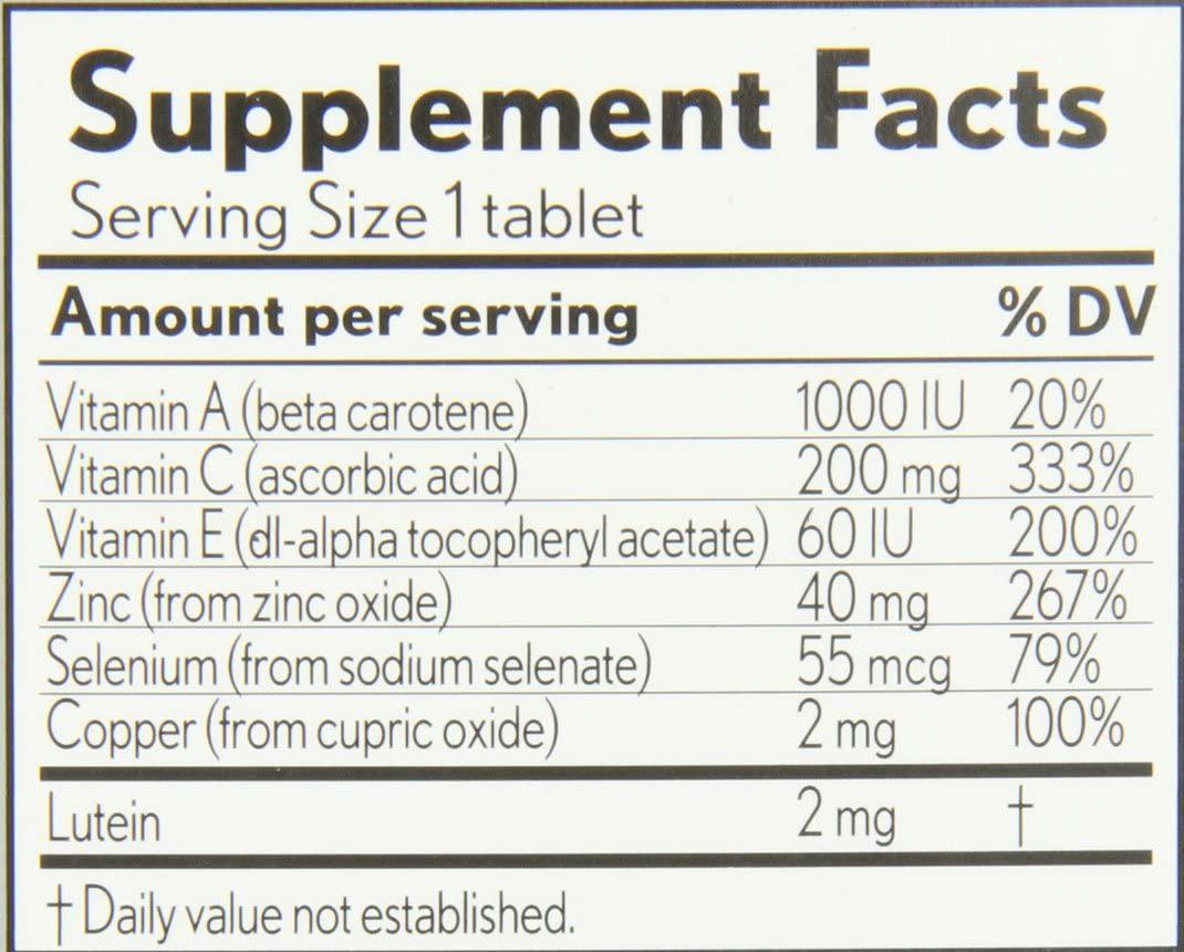 Bausch + Lomb Ocuvite Eye Vitamin and Mineral Supplement with Lutein 120 Tablets 2 Pack