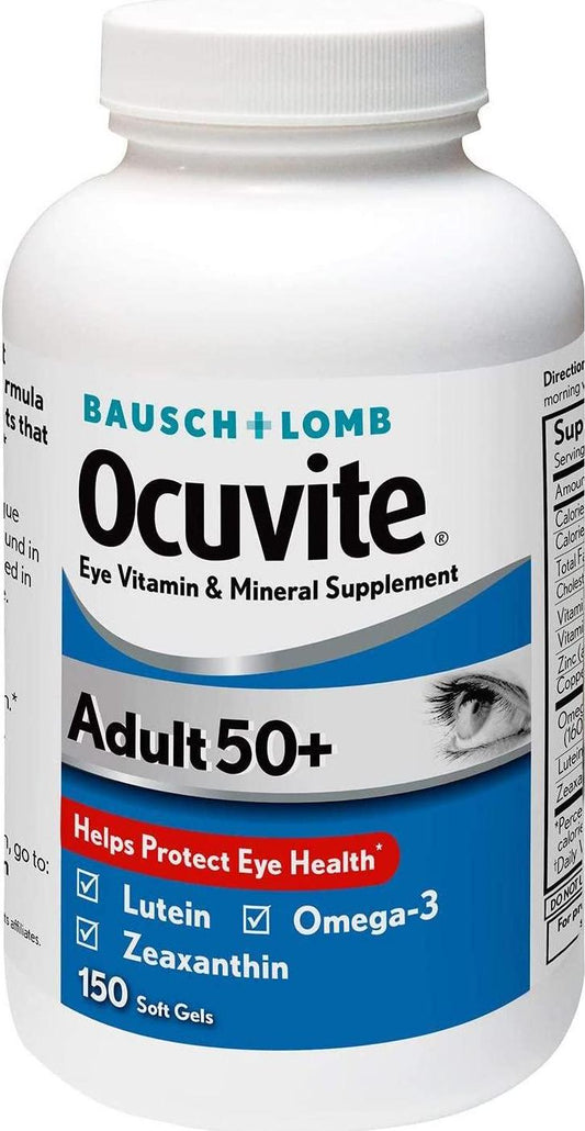 Bausch and Lomb Ocuvite Adult 50+ Eye Vitamin and Mineral Supplement 150 Softgels