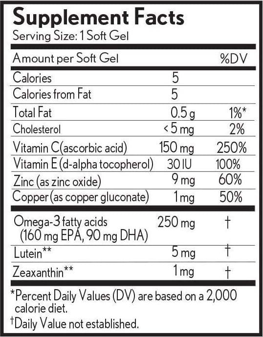 Bausch and Lomb Ocuvite Adult 50+ Eye Vitamin and Mineral Supplement 150 Softgels
