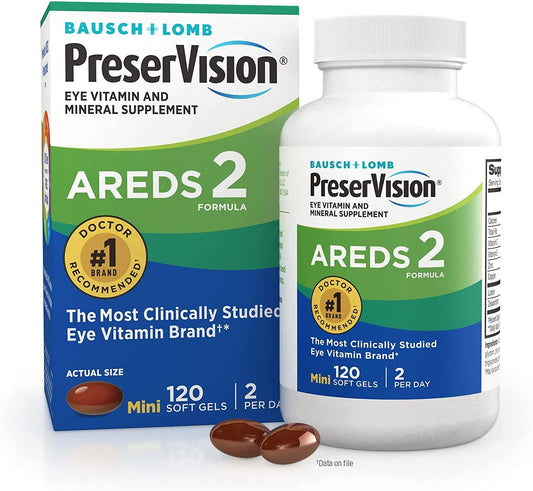 Bausch and Lomb PreserVision Eye Vitamin and Mineral Supplement AREDS 2 Formula -- 120 Count (Pack of 1)
