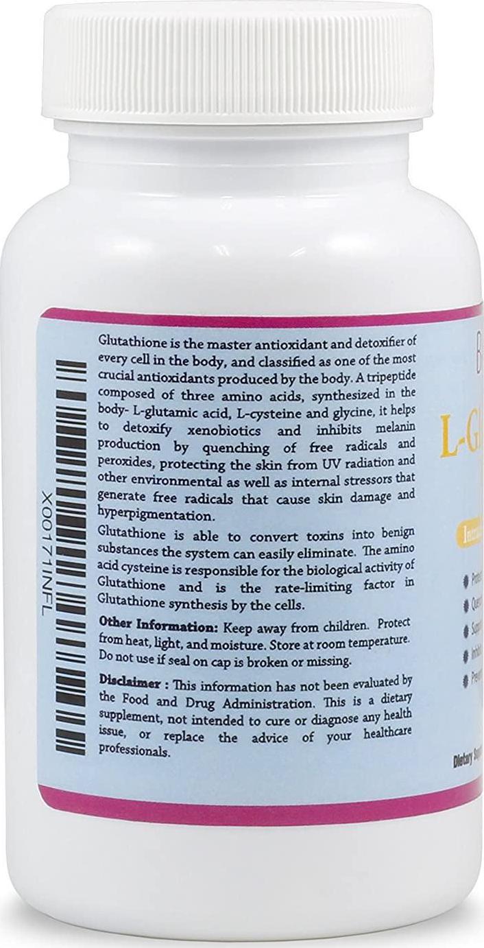 BeShiny L Glutathione Skin Lightening Brightening Pills 1000 mg Antioxidant Anti Aging to Support Liver Health and Detox Help Immune and Brain Function Reduce Free Radical Damage Vegan 60 Capsules