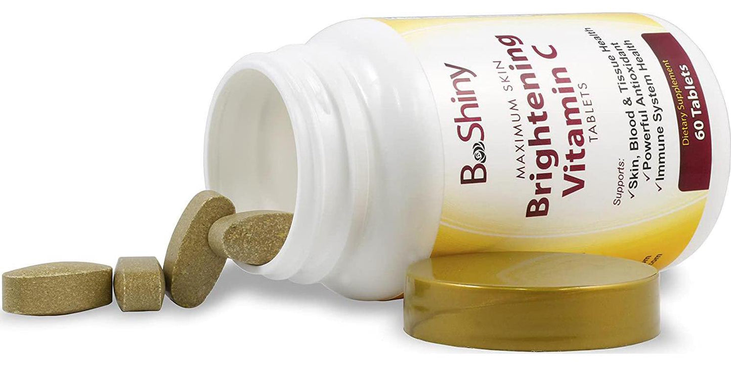 BeShiny Vitamin C Complex 1000 mg Tablets for Skin Lightening Brightening Antioxidant with Rose Hips and Bioflavinoids Immune Support Supplement Healthy Aging Builds Energy and Overall Well Being