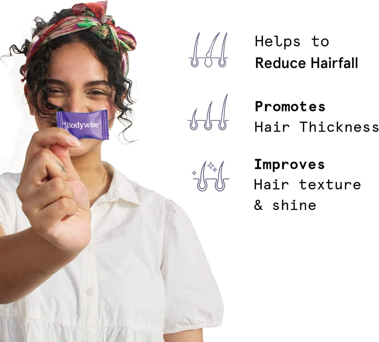 Be Bodywise Biotin Hair Gummies | No Added Sugar | High Potency Biotin Supplements | Delicious Strawberry Flavored Gummies | Added Zinc and Multivitamins | 30 Day Pack | 60 Gummies