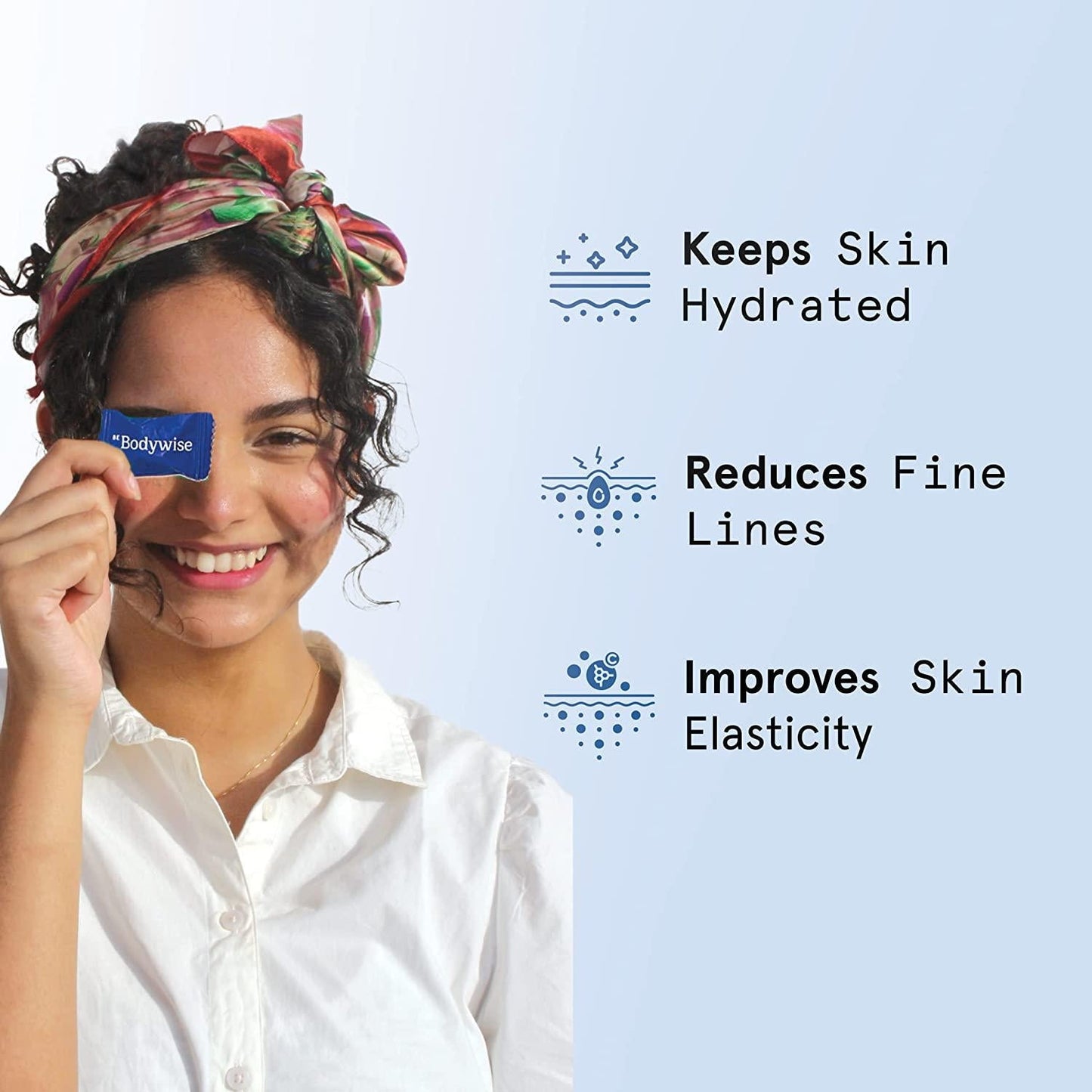 Be Bodywise Skin Gummies with Vitamin C, Hyaluronic Acid, Vitamin E, Curcumin | Skin Gummies | Vegan Gummies, Gluten Free | Skin Vitamins | No Sugar Added | 1 Month Pack | 60 Gummies