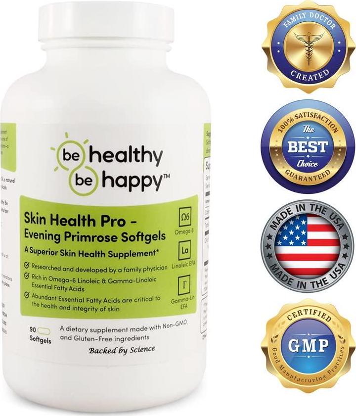 Be Healthy! Be Happy! Skin Health Pro - Skin Revitalizing Evening Primrose Softgels Superior Skin Health Supplement
