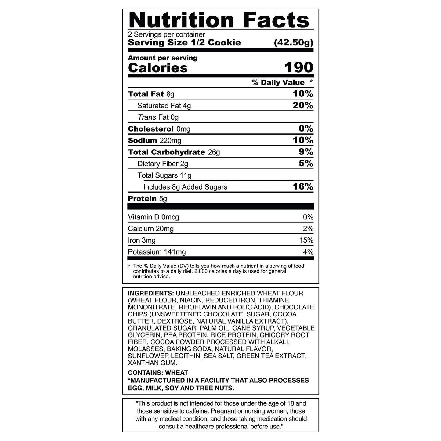 Beast Energy Cookie, Protein Cookie - Contain 180mg of Caffeine and 10g of Protein, Healthy Cookies, Dairy-Free, Soy-Free, Egg-Free, Non-GMO - Chocolate Brownie, 3 Ounce Cookie (Pack of 6)