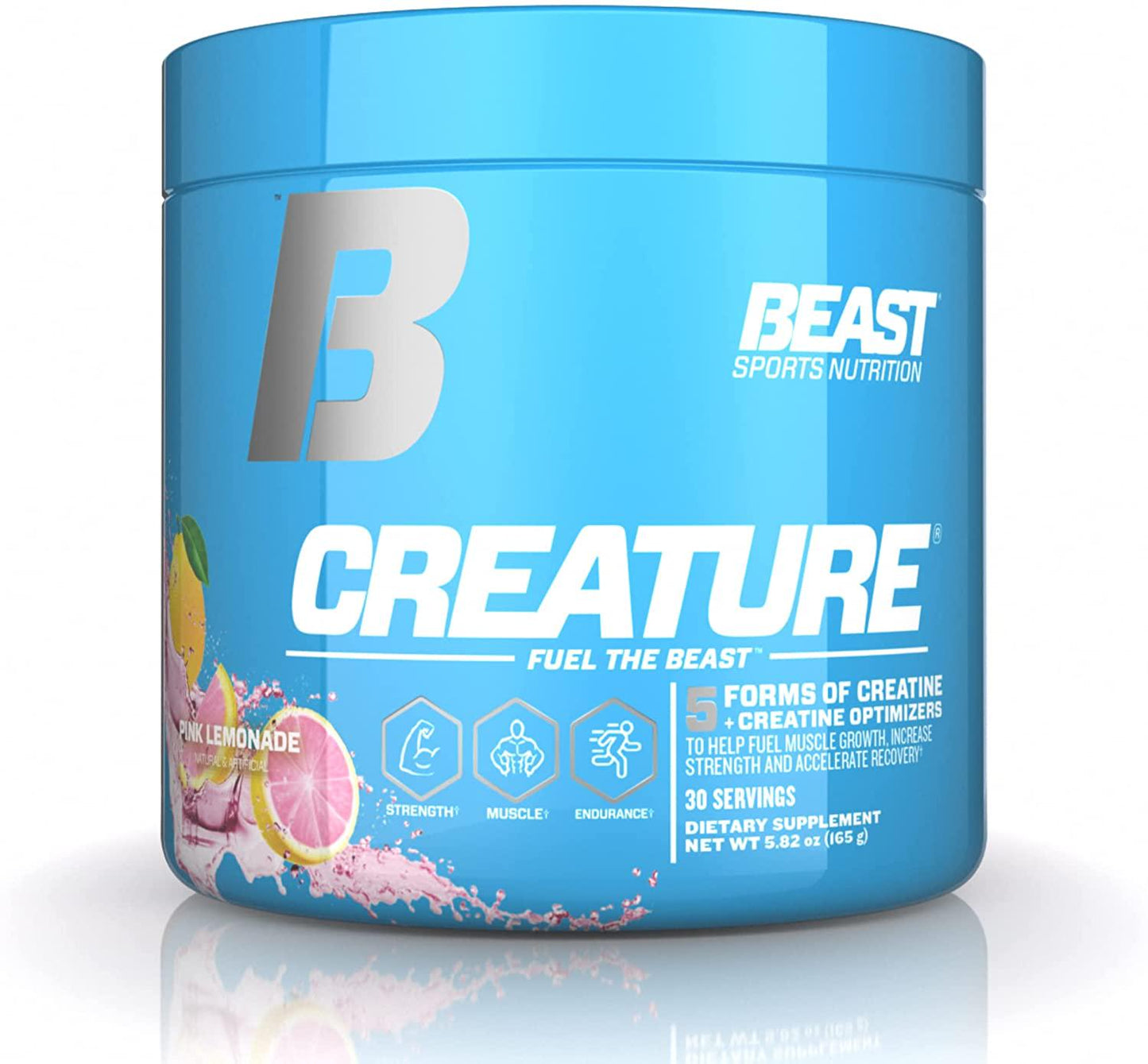 Beast Sports Nutrition Creature, Pink Lemonade - 30 Servings - 5 Forms of Creatine + Creatine Optimizers - Improve Strength, Muscle Tone, Endurance, Recovery and Energy Production