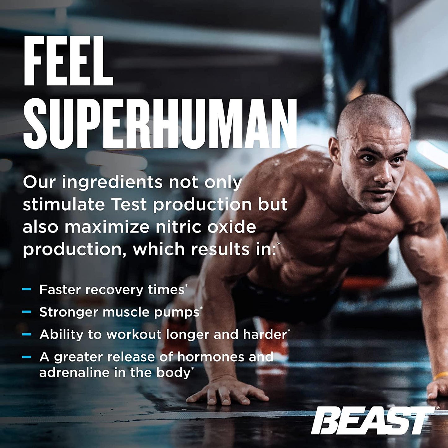 Beast Sports Nutrition Super Test - 180 Capsules - Maximize Strength, Speed Recovery and Increase Performance - 45 Servings