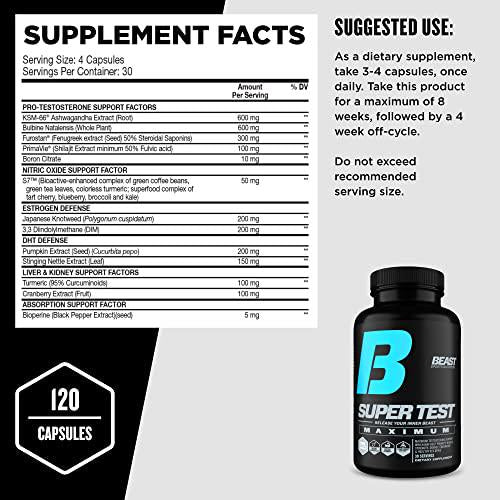 Beast Sports Nutrition Beast Test Stack - Includes Super Test (180 Capsules) and Super Test Maximum (120 Capsules) - Powerful Combo to Maximize Strength, Recover Faster and Increase Performance