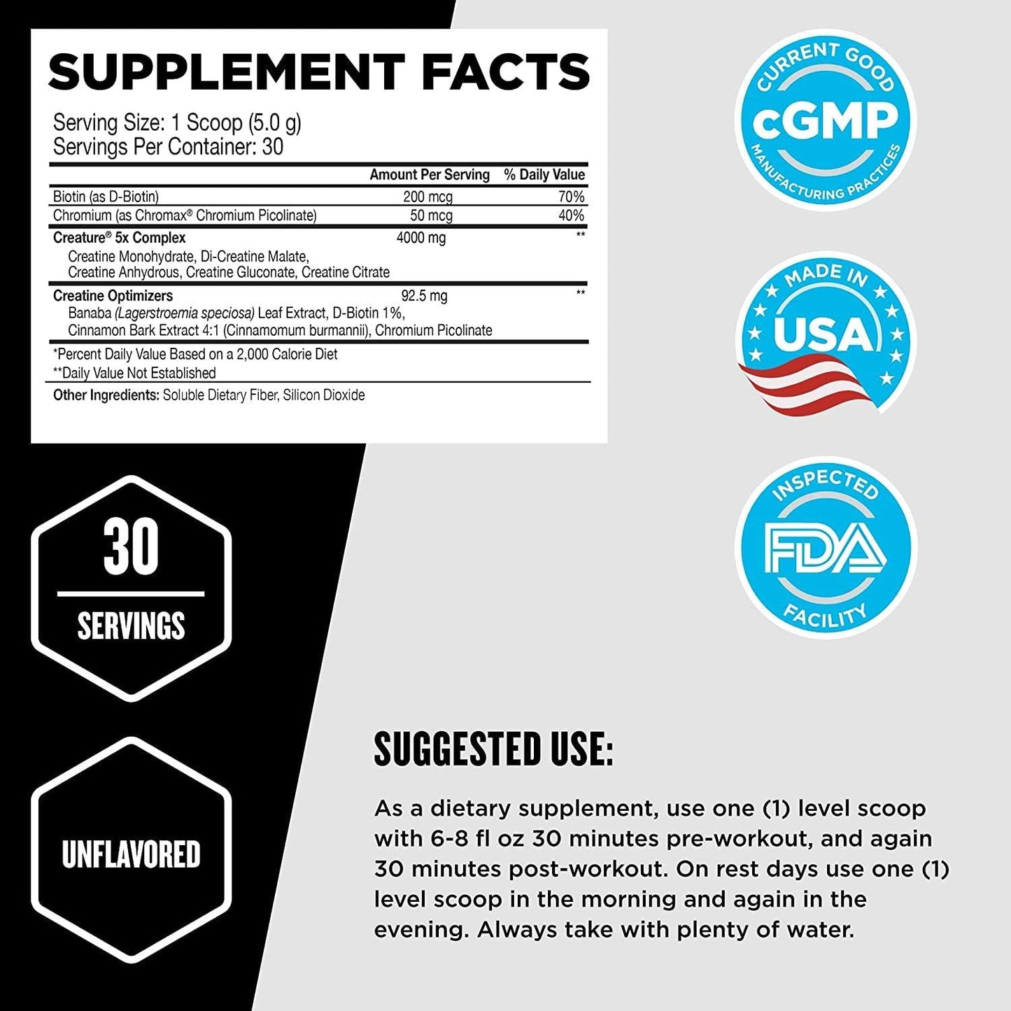 Beast Sports Nutrition Creature, Unflavored - 30 Servings - 5 Forms of Creatine + Creatine Optimizers - Improve Strength, Muscle Tone, Endurance, Recovery and Energy Production