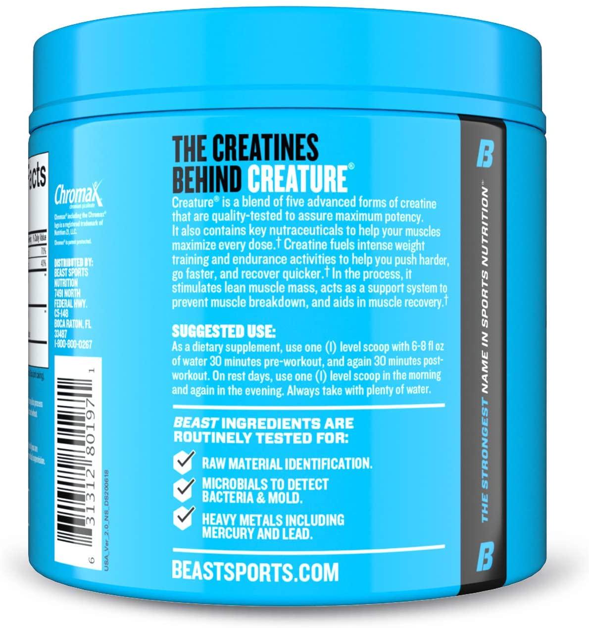 Beast Sports Nutrition – Creature Creatine Complex – Fuel Muscle Growth – Optimize Muscle Strength – Enhance Endurance – Increase Recovery Time – Five Forms of Creatine – Pink Lemonade 30 Servings