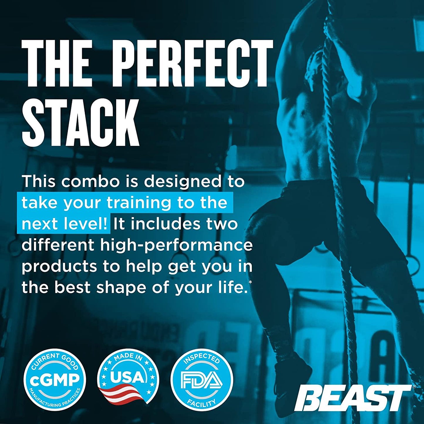Beast Sports Nutrition Super Beast Stack - 180 Vegetable Capsules/Bottle - Powerful Combo to Improve Strength, Muscle Tone, Endurance and Recovery