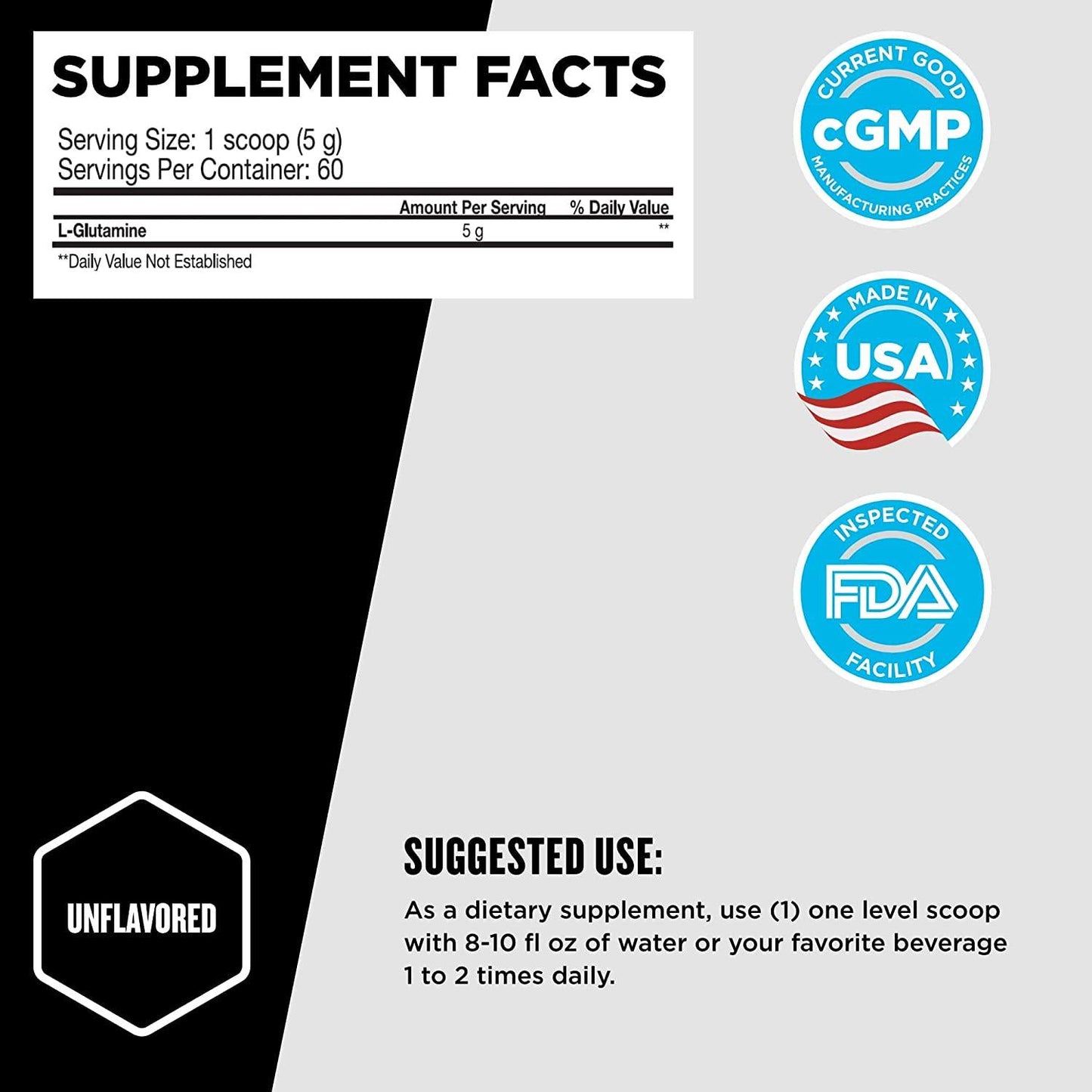 Beast Sports Nutrition Glutamine, Unflavored - 10.58 oz - Build and Maintain Muscle, Increase Endurance - Promotes Recovery and Growth - 60 Servings