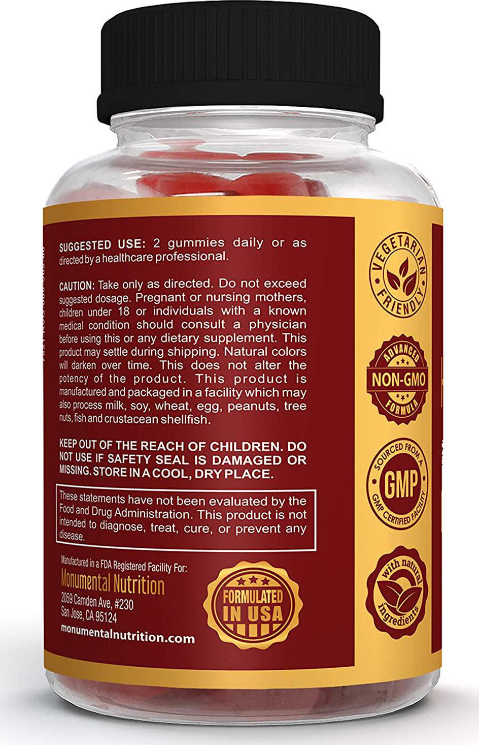 Beautify Hair, Skin and Nails Gummies, Biotin and Vitamin Essentials, NonGelatin, NonGMO, Vegetarian, Cherry Flavor, for Ladies, Women, Adults, 60 Count (30 Day Supply)